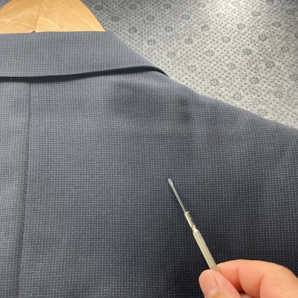 Vintage Mani Giorgio Armani Mens 42L Wool Blazer Blue Gray Microdot Sport Coats